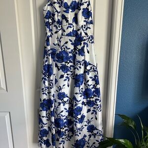 Floral Blue and White Maxi Dress
